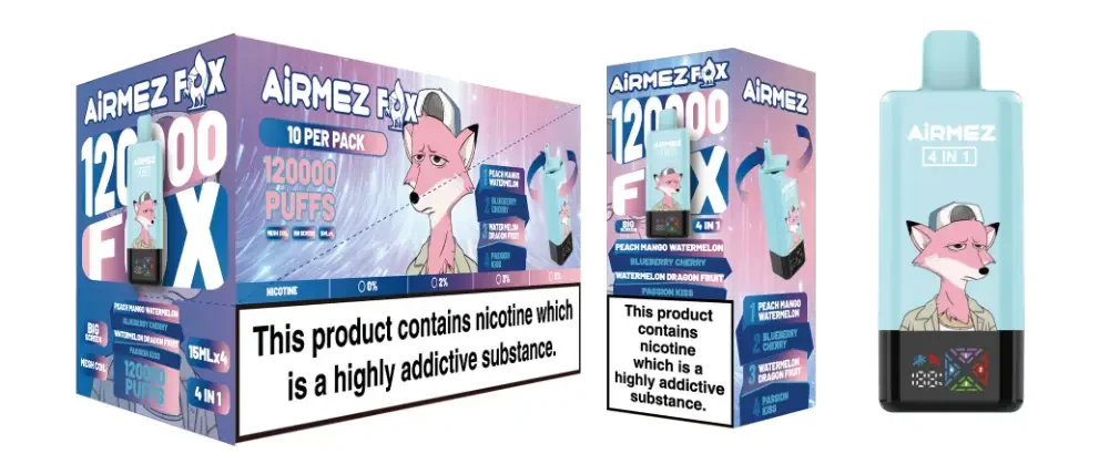 Airmez Fox 4in1 120000 zaciągnięć jednorazowy e papieros brzosk mango arbuz borówka wiśnia arbuz pitaja Passion Kiss Airmez Fox 4in1 120000 zaciągnięć jednorazowy e papieros brzosk mango arbuz borówka wiśnia arbuz pitaja Passion Kiss