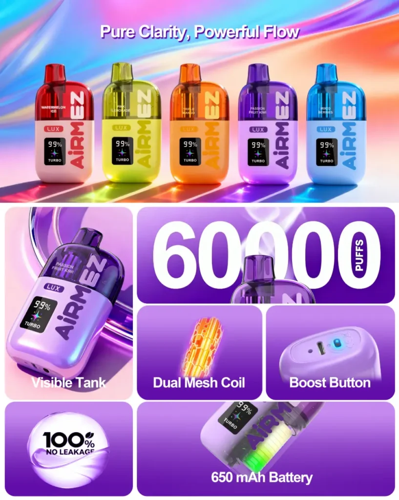 Airmez Lux 60000 zaciągnięć jednorazowy e papieros grafika produktu format pionowy Airmez Lux 60000 zaciągnięć jednorazowy e papieros grafika produktu format pionowy