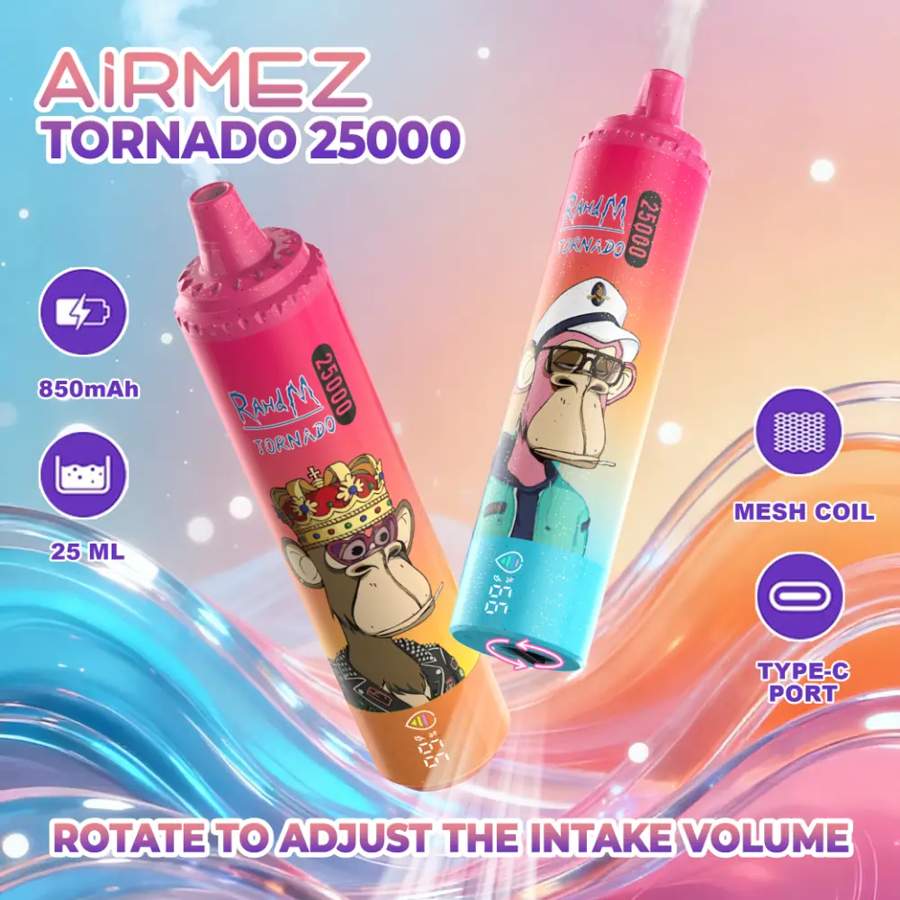 Airmez Tornado 25000 zaciągnięć jednorazowy e papieros grafika produktu format kwadratowy Airmez Tornado 25000 zaciągnięć jednorazowy e papieros grafika produktu format kwadratowy
