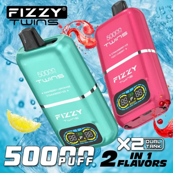 Fizzy Twins 50000 zaciągnięć jednorazowy e papieros grafika produktu format kwadratowy plansza