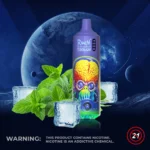 Fumot RandM Tornado 9000 zaciągnięć jednorazowy e papieros chł mięta produkt i opakowanie format kwadratowy prezentacja