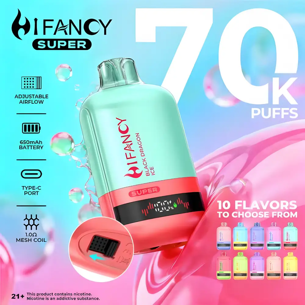Hifancy Super 70000 zaciągnięć jednorazowy e papieros grafika produktu format kwadratowy Hifancy Super 70000 zaciągnięć jednorazowy e papieros grafika produktu format kwadratowy