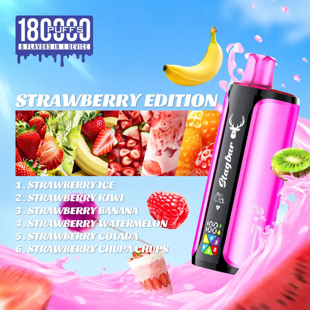 Stag Bar 6in1 180000 zaciągnięć jednorazowy e papieros kolekcja smaków format kwadratowy przedstawienie produktu
