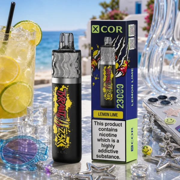 XCOR TYRANT 23000 zaciągnięć jednorazowy e papieros smak cytryna i limonka na tarasie XCOR TYRANT 23000 zaciągnięć jednorazowy e papieros smak cytryna i limonka na tarasie